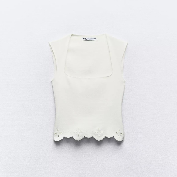 Zara Dresses & Skirts - Zara Ivory Sleeveless Top with Cutout Hem & Midi Skirt Set